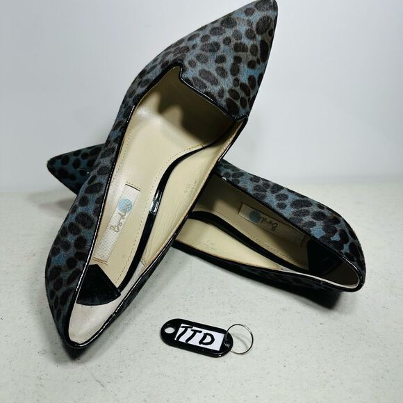 Boden Black Leather Fur Pointed Toe Leopard Stiletto High Pumps Heel Size 39,5 - Picture 1 of 7